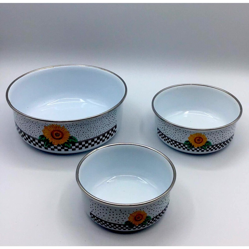 Vintage Vitroceramic Table Tops Unlimited Enamel Metal Bowl Lot 3